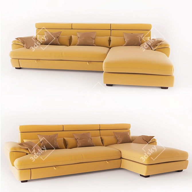 Elegant Geneva Corner Sofa 3D model image 1