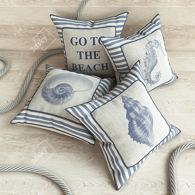 Marine-Themed Pillows 3D model image 1