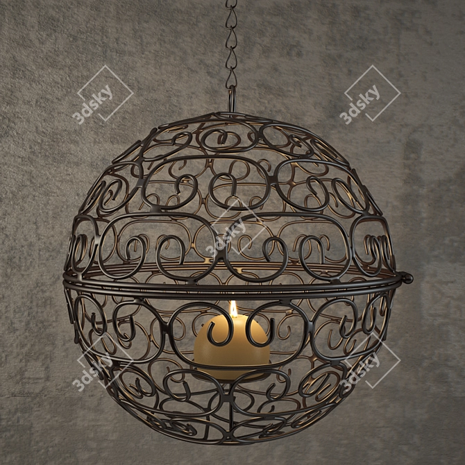 Eastern Charm Forged Pendant Lamp 3D model image 2