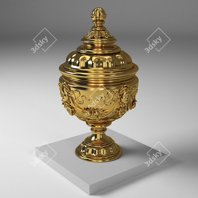 Golden Decorative Urn 3D model image 1