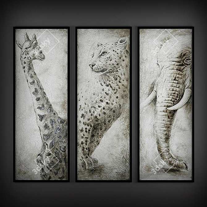 African Wildlife Paintings 3D model image 1