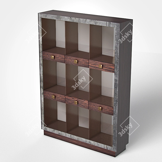 Elegant Mirror Back Display Cabinet 3D model image 1