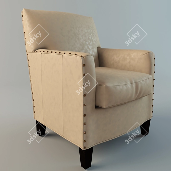 Elegant Alabaster Leather Chair 3D model image 1