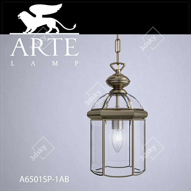 Elegant Brass Pendant Light 3D model image 1