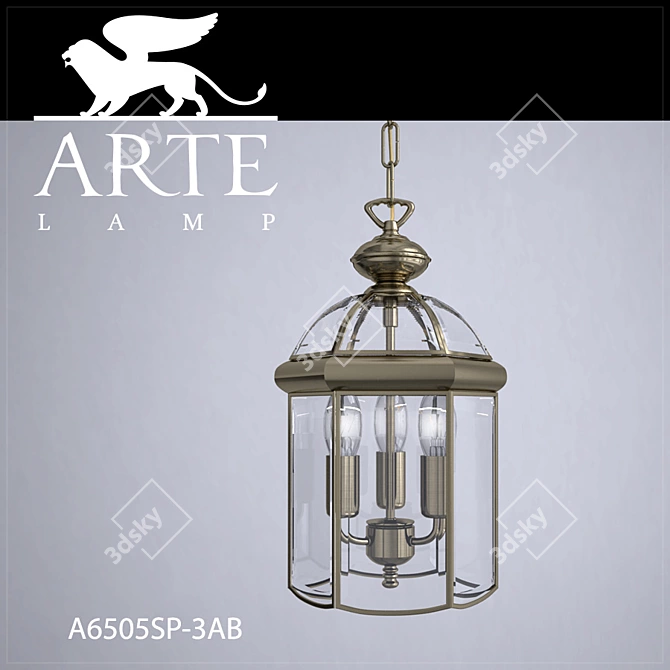 Elegant Bronze Pendant Light 3D model image 1