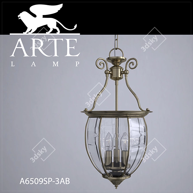 Vintage Bronze Hanging Lamp 3D model image 1