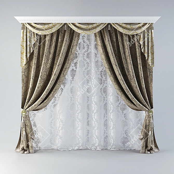 Classic Style Curtains 3D model image 1