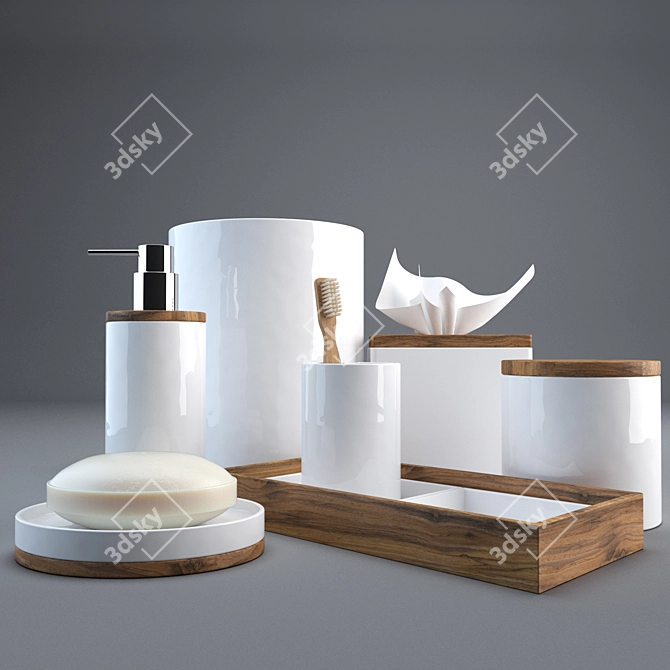 Modern Style Bath Accessories Set 3D model image 1