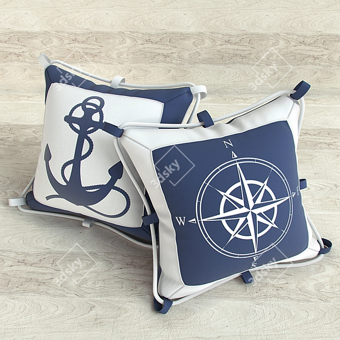 Marine Vibes: Stylish Pillows 3D model image 1