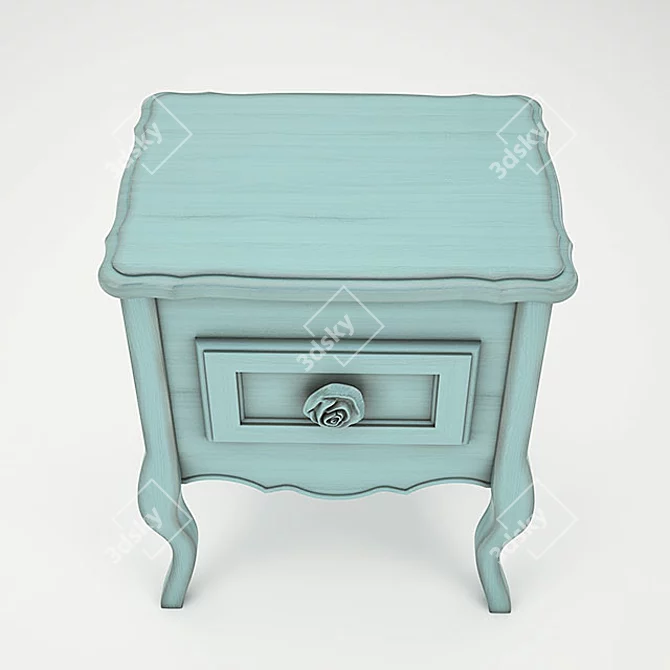 Vintage Shabby Chic Nightstand 3D model image 2
