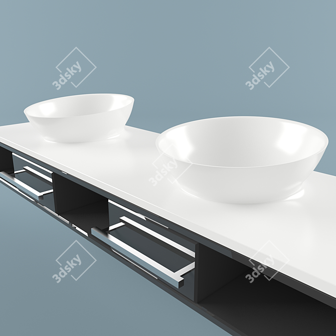 Sleek Stainless Steel Sink 3D model image 1