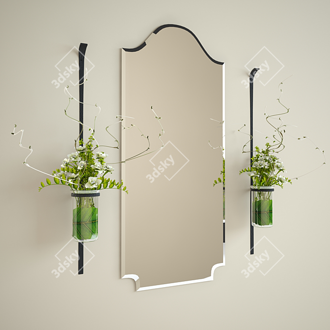 Elegant Mirror Décor Set 3D model image 1