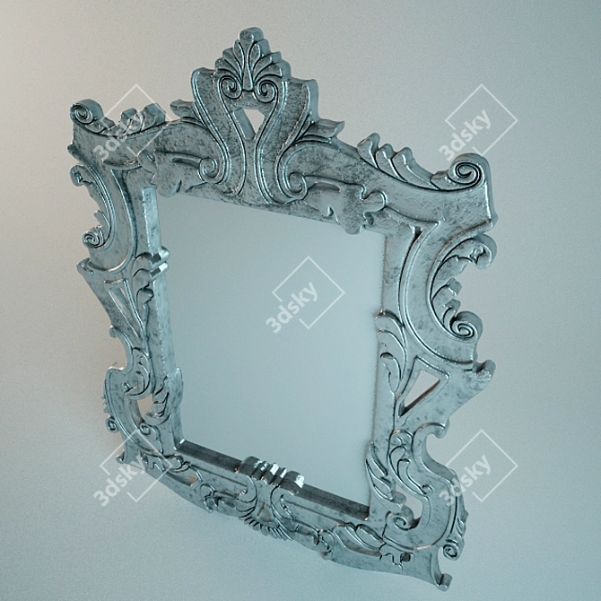 Antique Silver Frame Mirror 3D model image 2