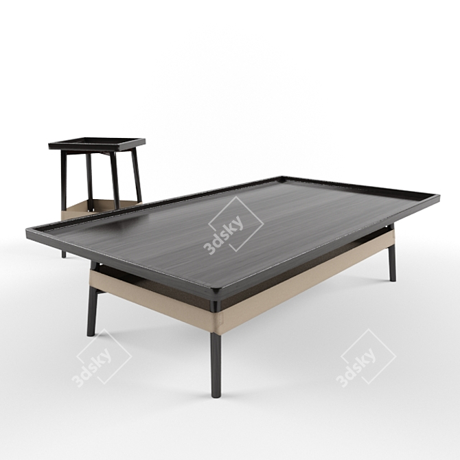 Elegant Basket Coctail Low Tables 3D model image 1