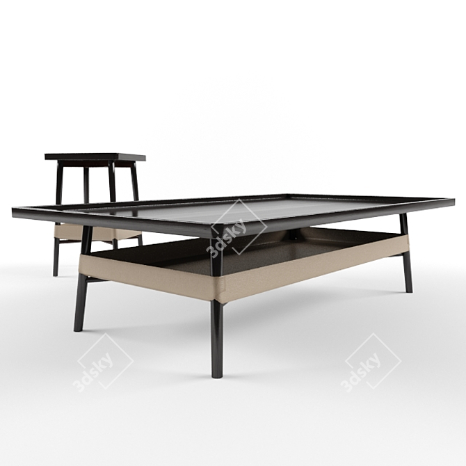 Elegant Basket Coctail Low Tables 3D model image 2