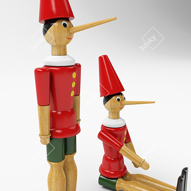 Italian Wooden Toy Pinocchio 3D model image 1