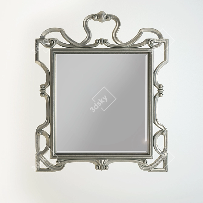 Antique Silver Mirror: Durable & Stylish 3D model image 1