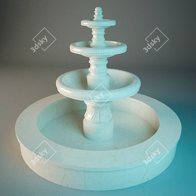 Elegant Zen Water Fountain 3D model image 1