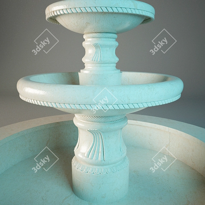 Elegant Zen Water Fountain 3D model image 2