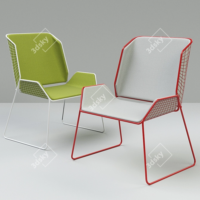 Modern Aluminum Red & White Chair 3D model image 1