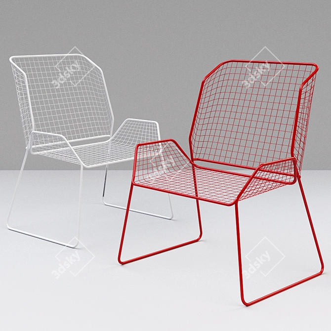Modern Aluminum Red & White Chair 3D model image 3