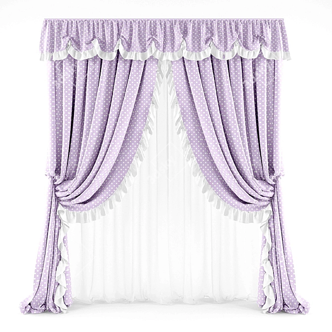 Girly Charm: Classic Room Curtains 3D model image 1