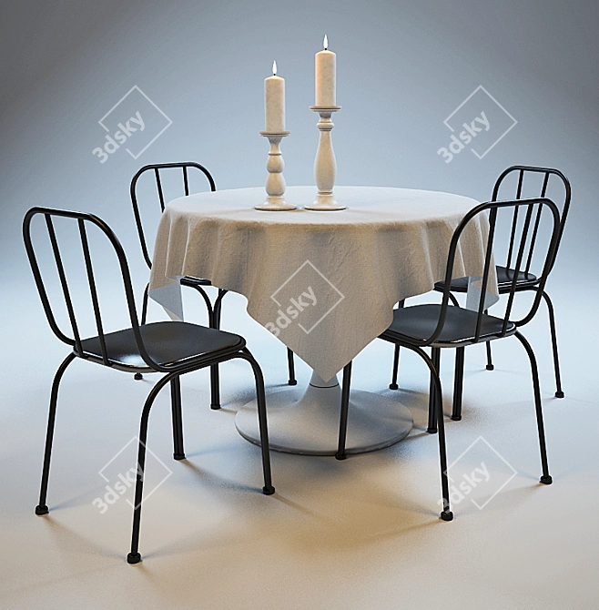 Round Dining Set 3D model image 1