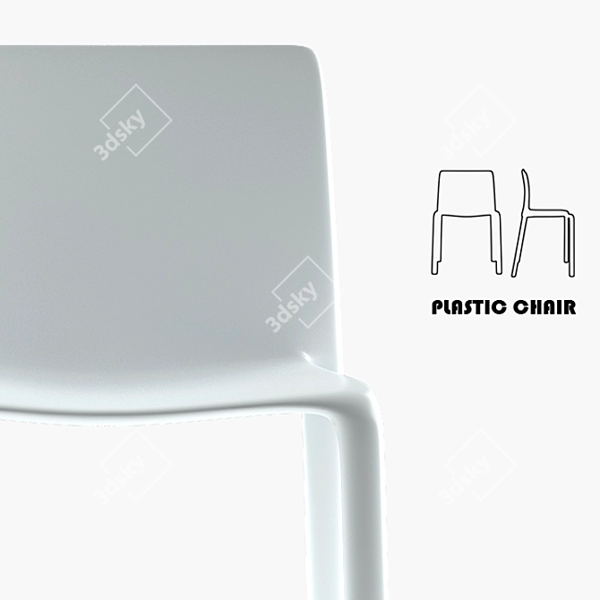 Sleek Plastic Seating 3D model image 2