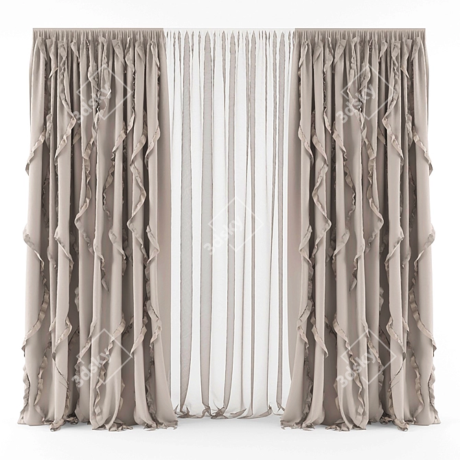 Modern Style Curtains 3D model image 1