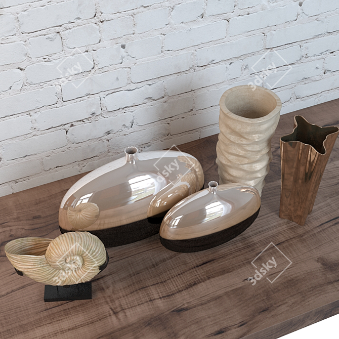 Elegant Vase Set: 130 240 Triangles 3D model image 3