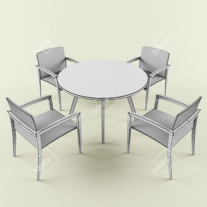 Elegant Outdoor Dining Set 3D model image 2