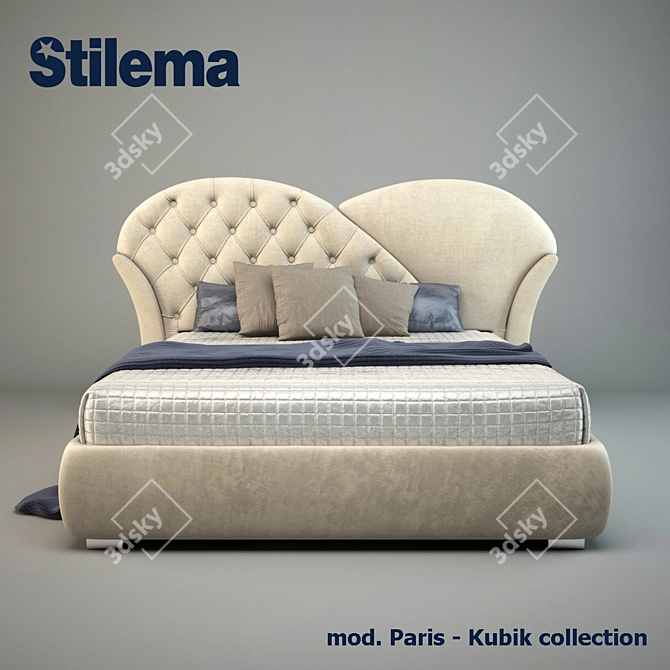 Elegant Parisian Dream: 3D Paris Bed 3D model image 2