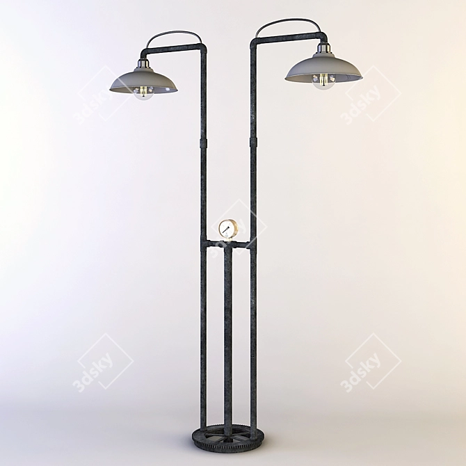 Industrial Iron Floor Lamp 3D model image 1