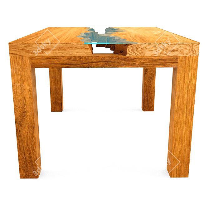 Rustic Oak Glass Coffee Table 3D model image 2
