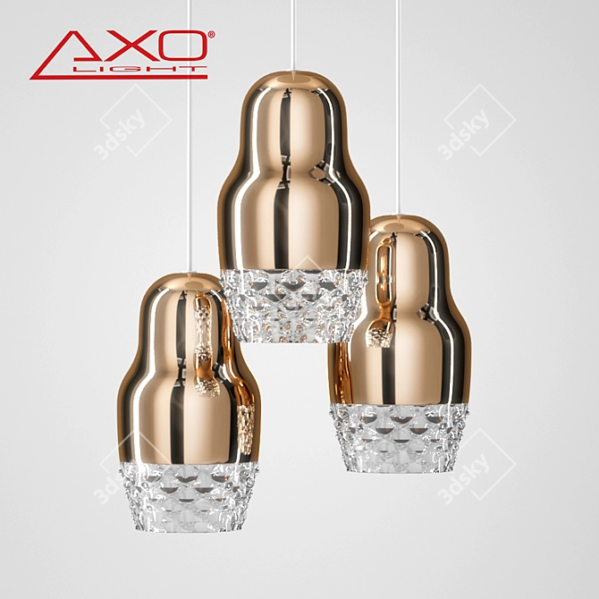 Elegant Gold Pendant Light - Axo Light FEDOR 3D model image 1