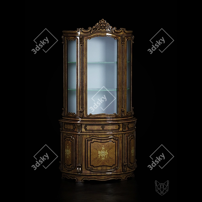 Elegant Baroque Showcase - L1100 x W450 x H2200mm 3D model image 1