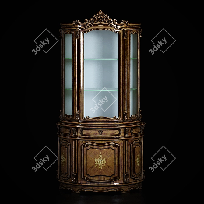 Elegant Baroque Showcase - L1100 x W450 x H2200mm 3D model image 3