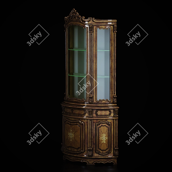 Elegant Baroque Showcase - L1100 x W450 x H2200mm 3D model image 4