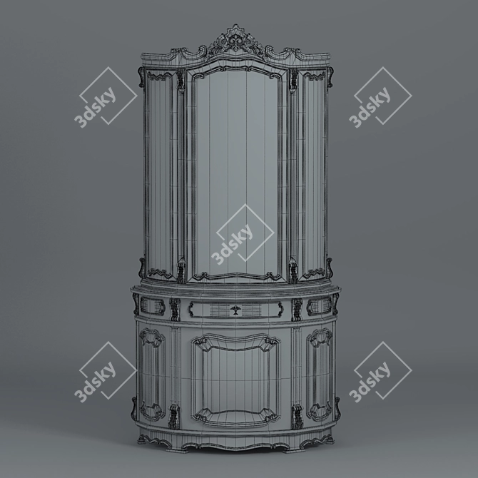 Elegant Baroque Showcase - L1100 x W450 x H2200mm 3D model image 5