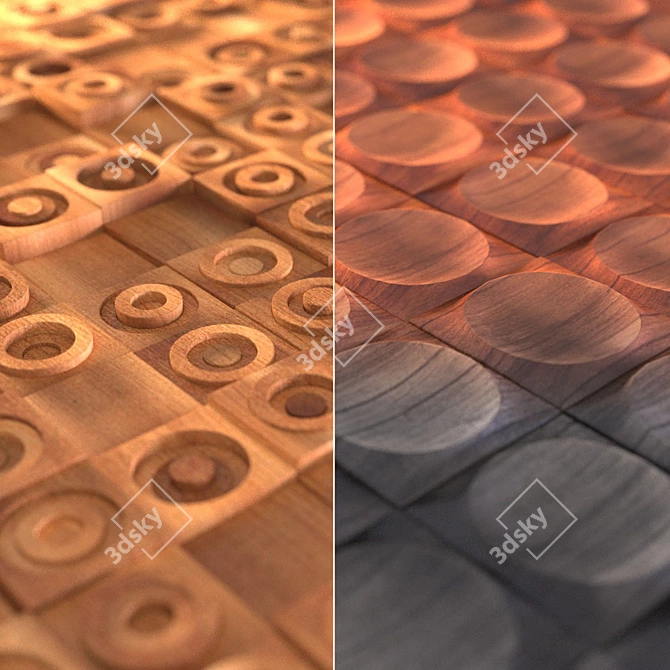 Relief Wood Wall Panels Collection II 3D model image 1