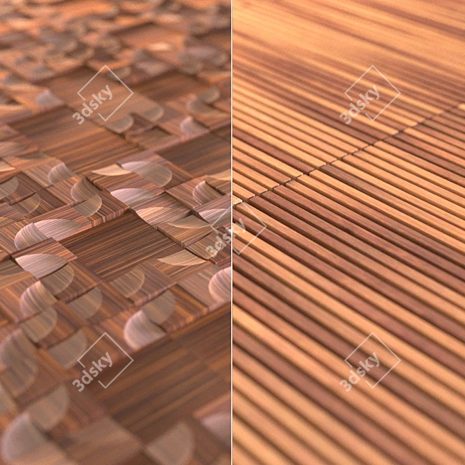 Relief Wood Wall Panels Collection II 3D model image 2