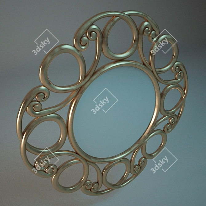 Classic Gold-Framed Mirror 3D model image 2