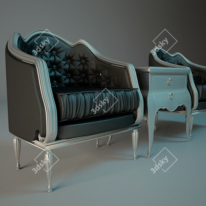 Elegant Art Deco Furniture 3D model image 1