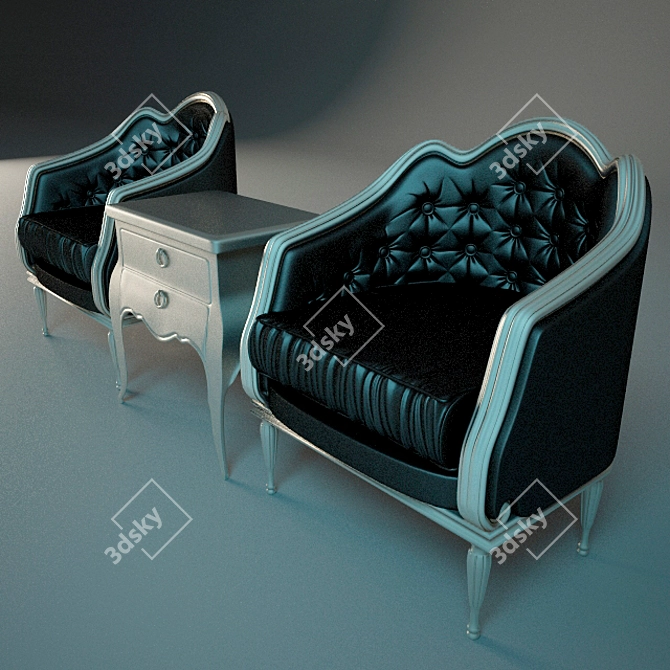 Elegant Art Deco Furniture 3D model image 2