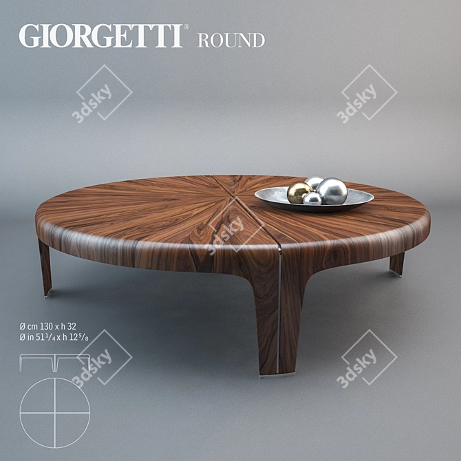 Giorgetti Round Table: Elegant Wood and Metal Design 3D model image 1