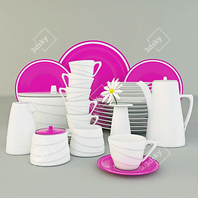 Showcase Dish Set 3D model image 1