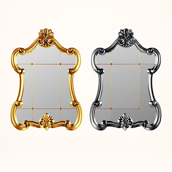 Elegant Gold & Black Mirror 3D model image 1