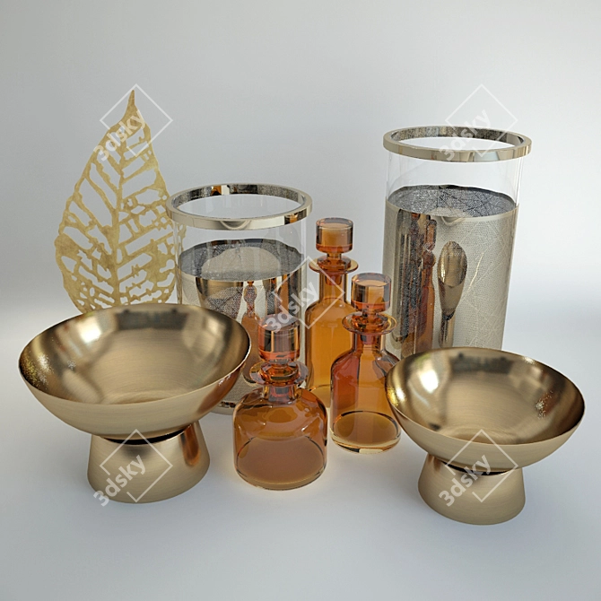 Arteriors Decor Set: Hurricanes, Sculpture, Centerpieces & Decanters 3D model image 1