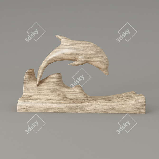 Coastal Bliss: Wooden Dolphin Decor 3D model image 1