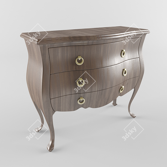 Classic Dark Wood Chest of Drawers 3D model image 1